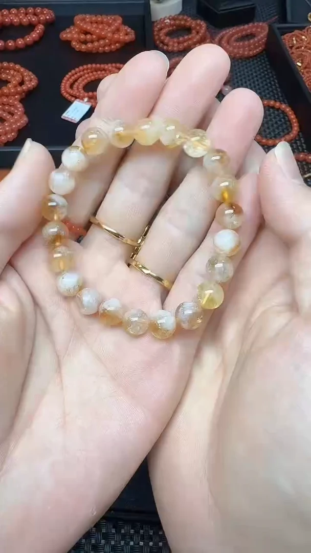 【闪购商品】水晶手串未镶嵌黄塔晶单圈手串-8mm