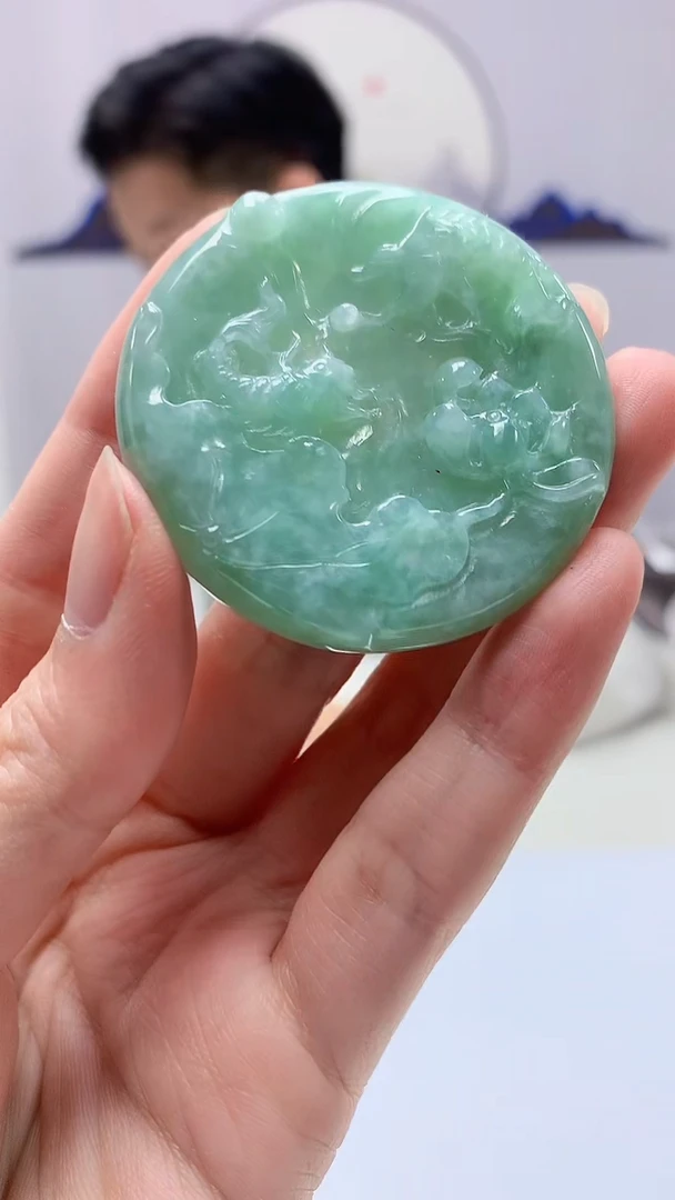 【闪购商品】定制翡翠未镶嵌4917zm-毛货挂件荷叶鱼71