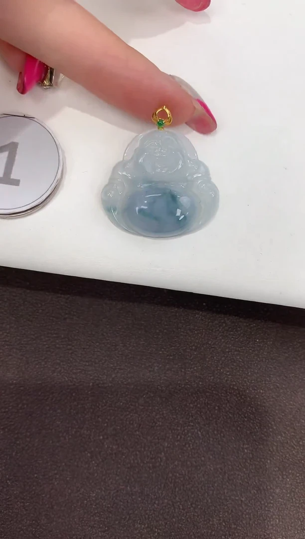 颈饰18K金镶嵌翡翠缅甸a货翡翠