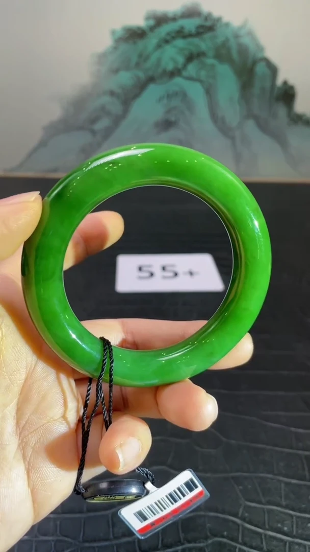 未镶嵌手镯和田玉（碧玉）喜*55+
