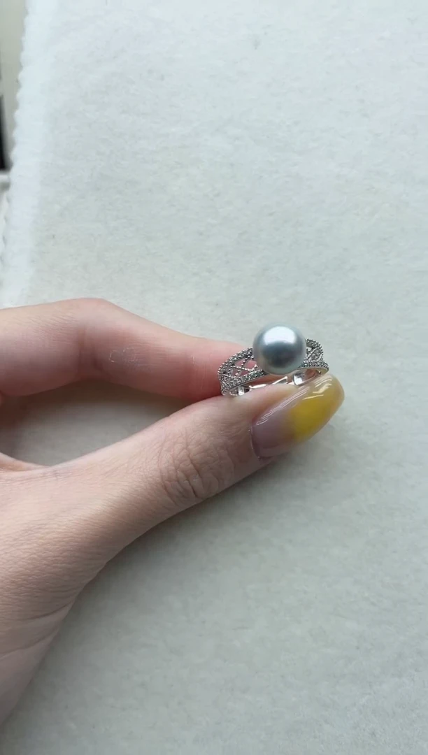 银S925镶嵌海水珍珠戒指87
