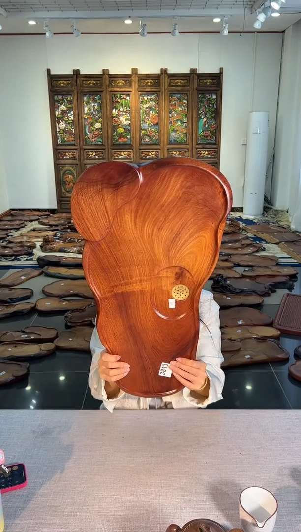 【闪购商品】大果紫檀（缅甸花梨）茶盘3813