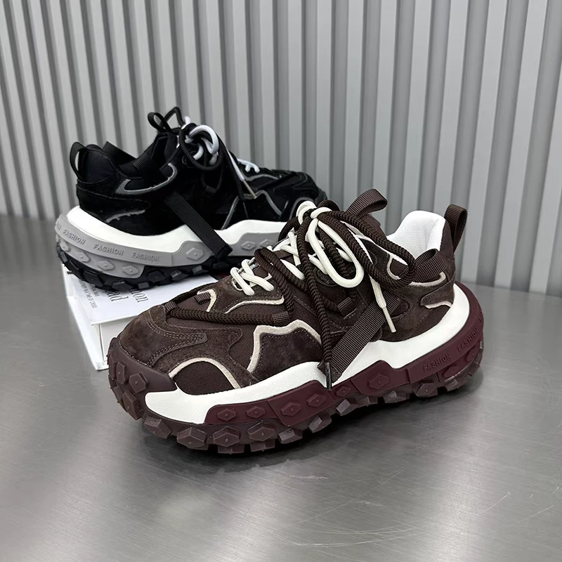 休闲鞋春季复古透气秋季夏季百搭老爹鞋男士厚底潮鞋系带