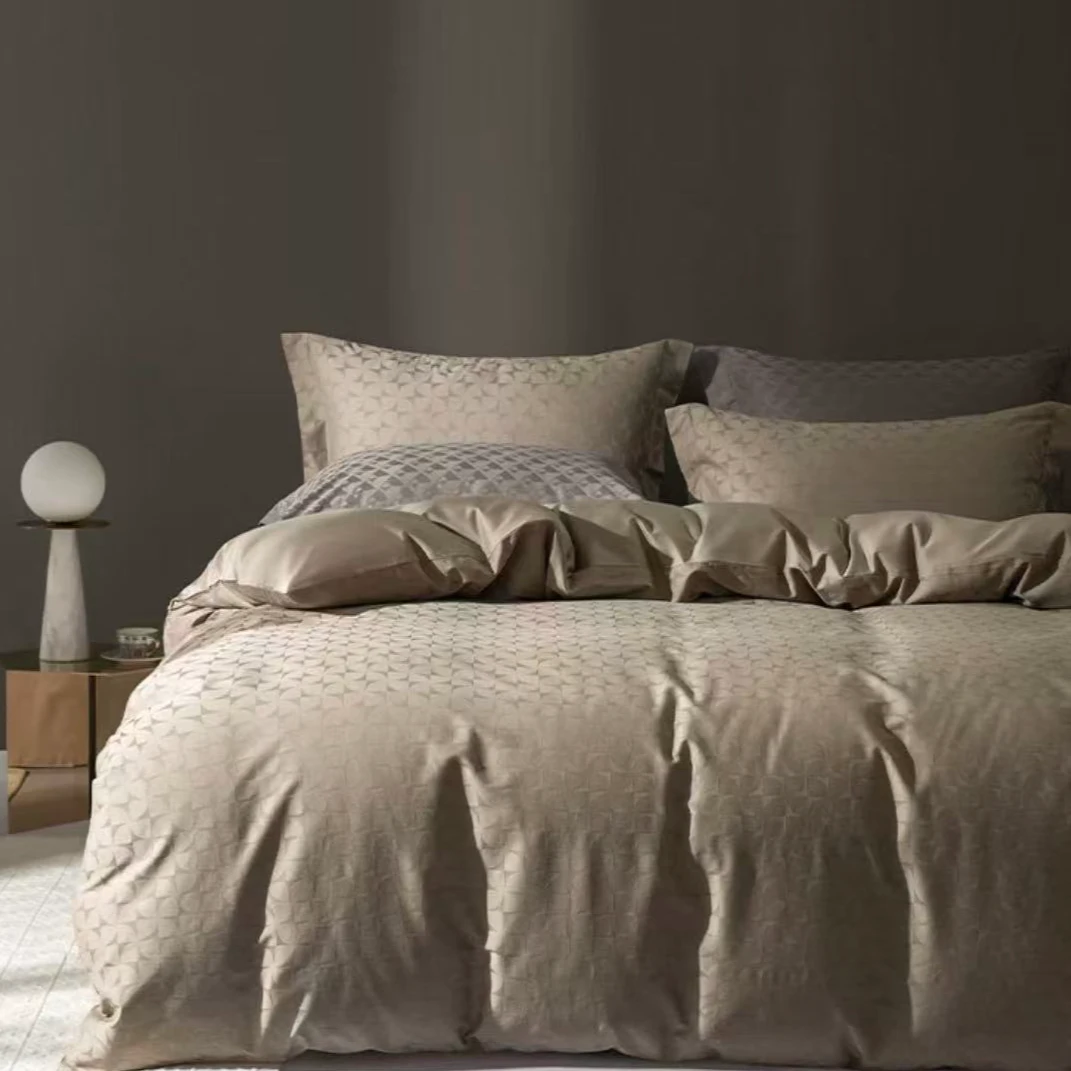 专享【京会社】全面提花贡缎四件套 棕咖色