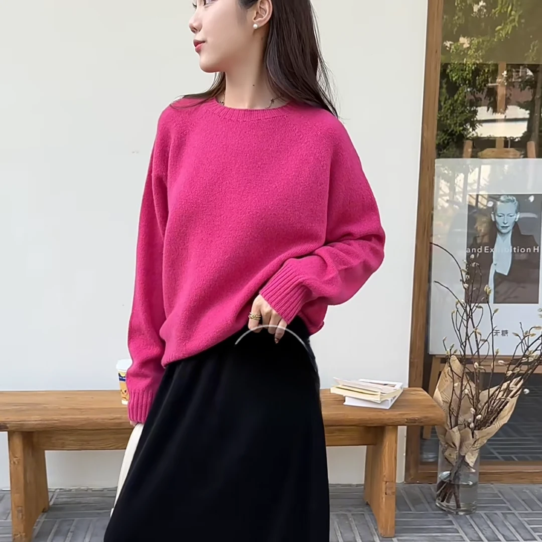 福利--拍下选择编码-春季纯色百搭慵懒风长袖针织套头毛衣女小君