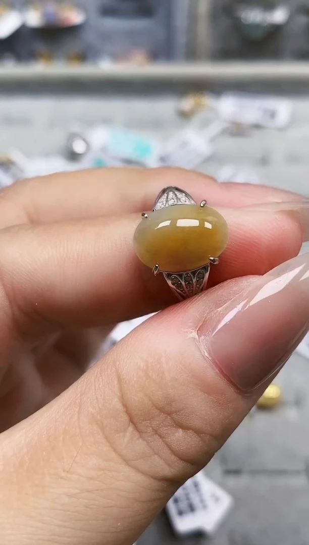银S925镶嵌戒指翡翠3674