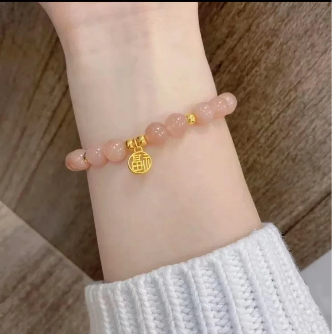 非金属仿水晶手链 非金属手链 浅粉单圈手串饰品