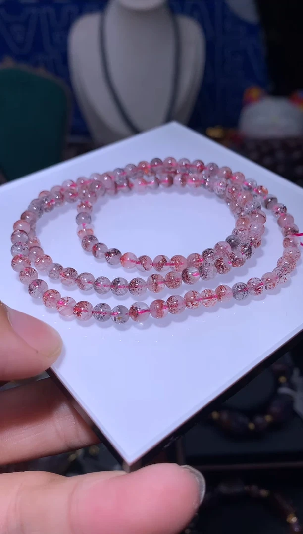 未镶嵌珠宝半成品水晶超七金草莓三圈