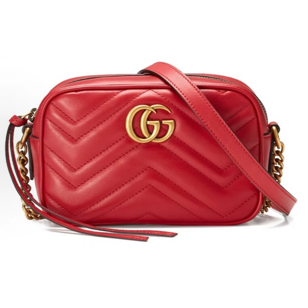 99新 GUCCI/古驰 马蒙相机红金mini斜挎包