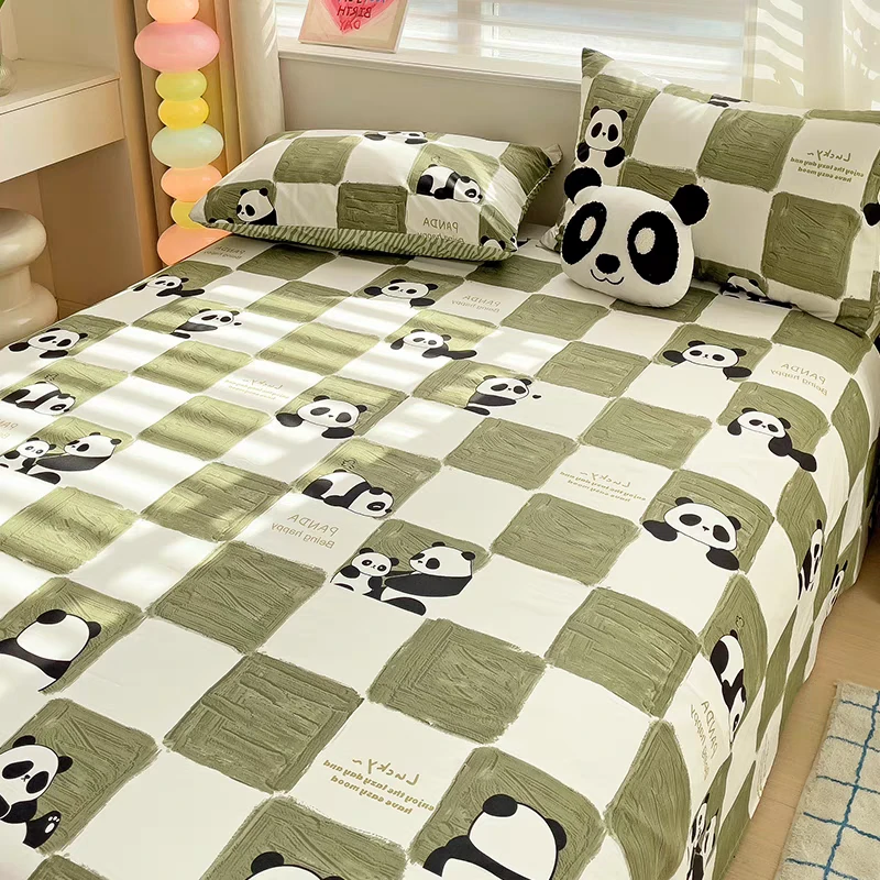 高品质纯棉熊猫胖达床单尺寸约160*230左右