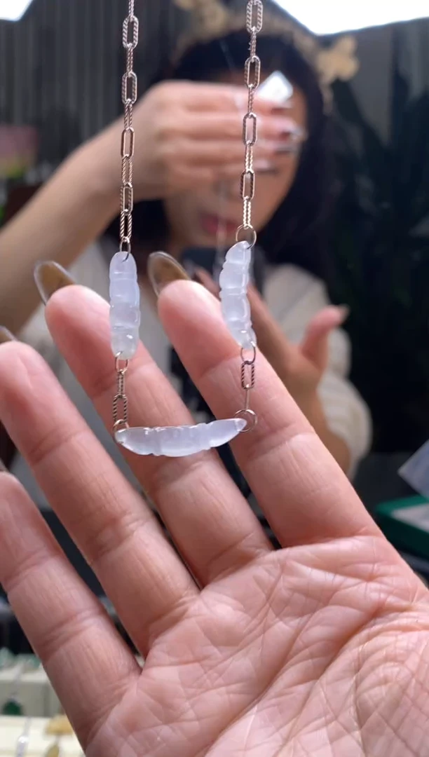 颈饰银S925镶嵌翡翠净货19462