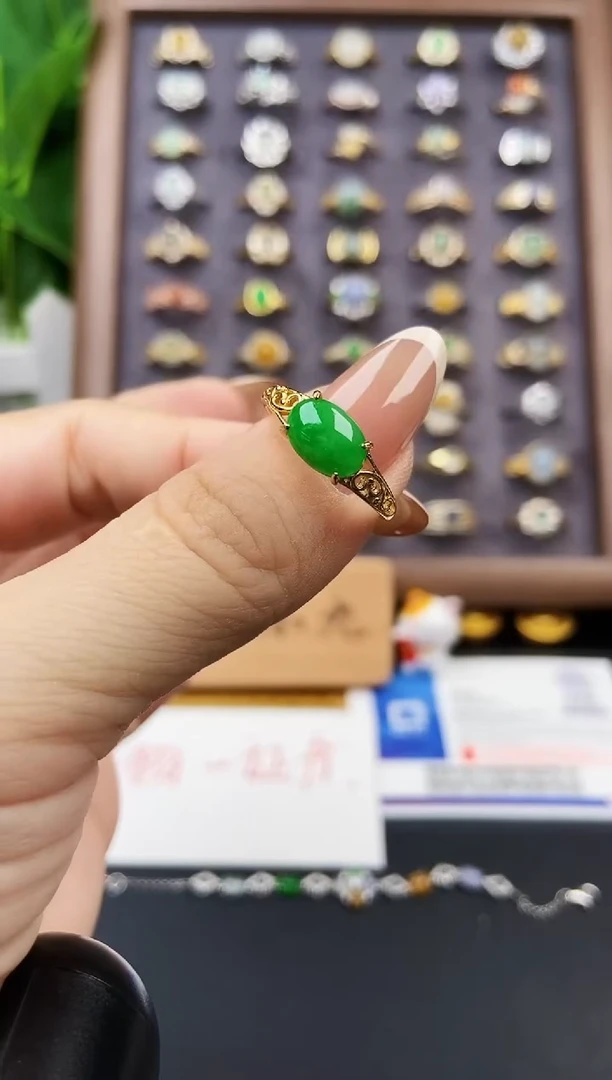 银S925镶嵌戒指翡翠12