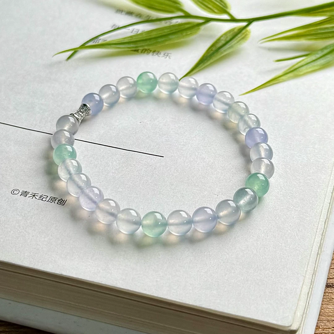 F384 幻彩手串 四会翡翠缅甸天然A货翡翠轻奢时尚百搭女士渐变