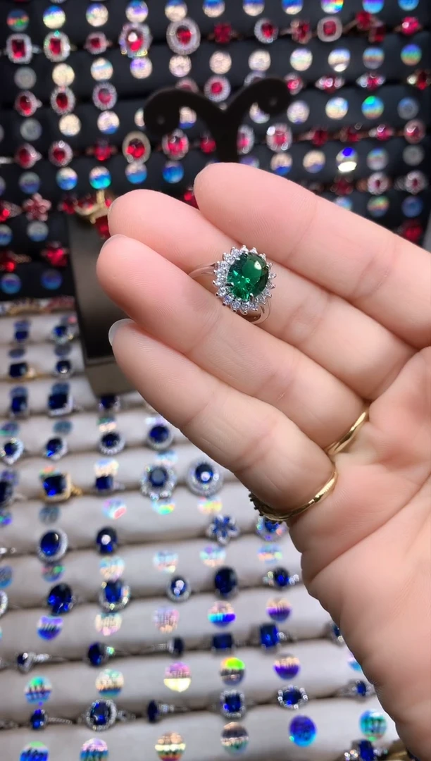 【闪购商品】透辉石戒指银S925镶嵌银色