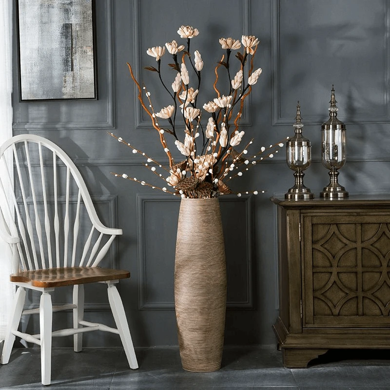 干花落地花瓶大号陶瓷摆件高现代简约装饰客厅欧式插花