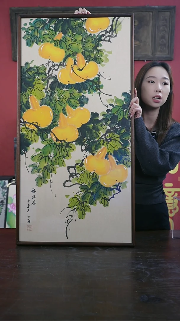 【闪购商品】书法手绘50*100-A719葫芦-黑胡桃