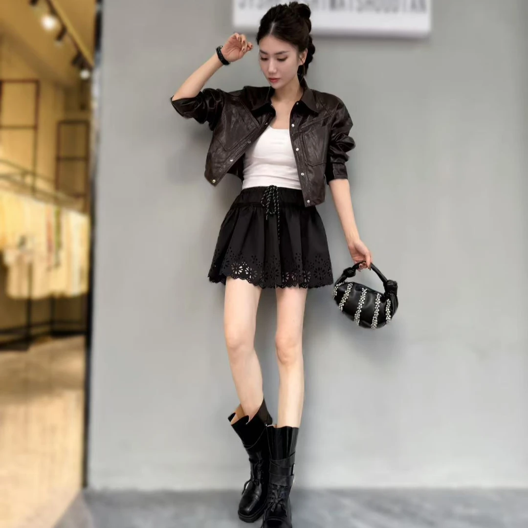 【俊英】2025早秋新款精品女装欧货皮衣长袖百搭外套百搭潮