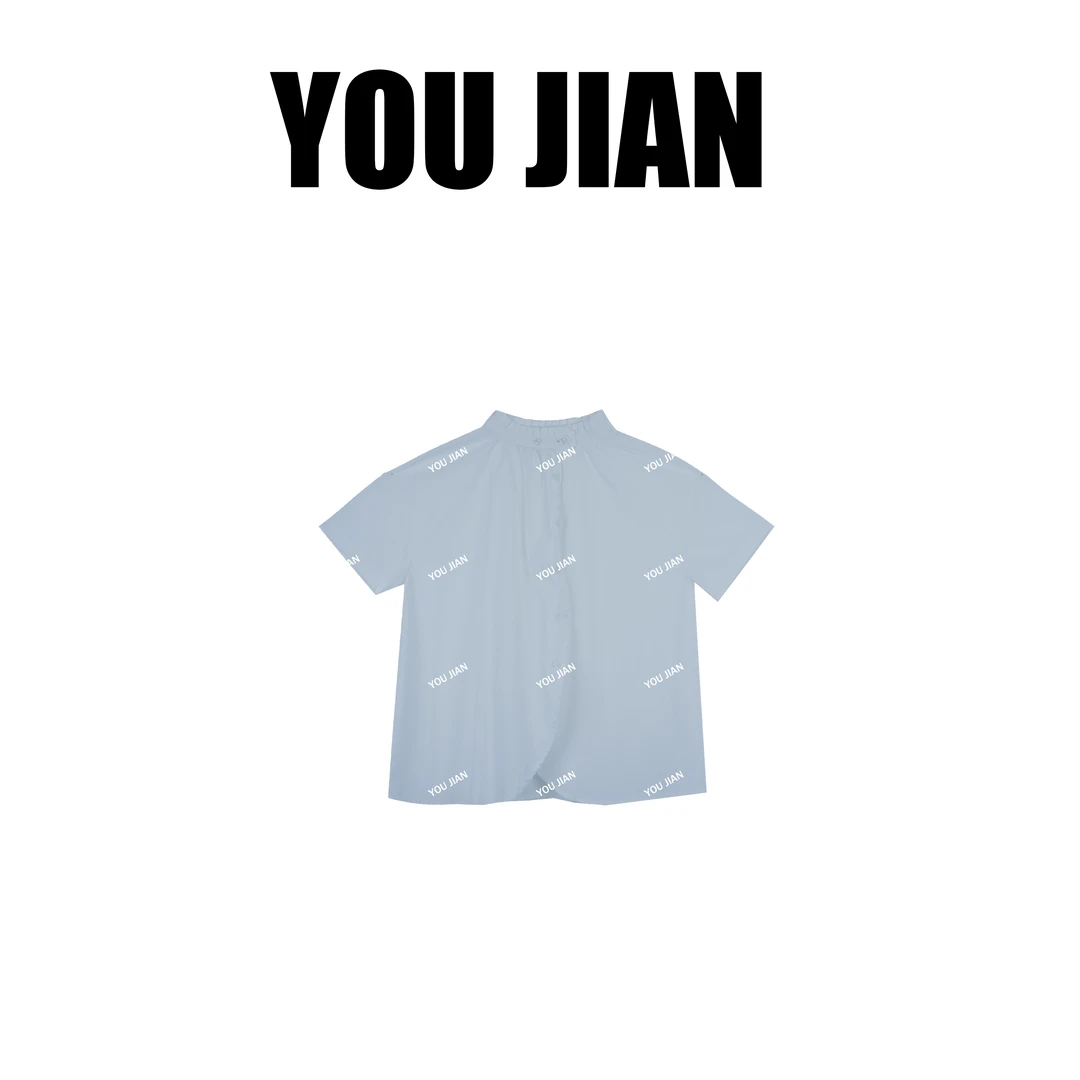 【小腔调】设计感日系木耳边领不规则衬衫