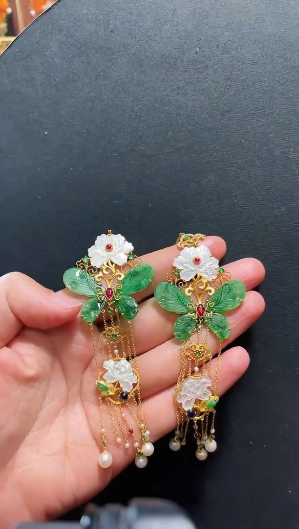 【闪购商品】翡翠耳饰18K金镶嵌支持48小时鉴赏