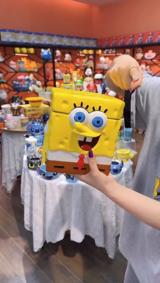 瓷片@@海绵宝宝陶瓷饼干罐