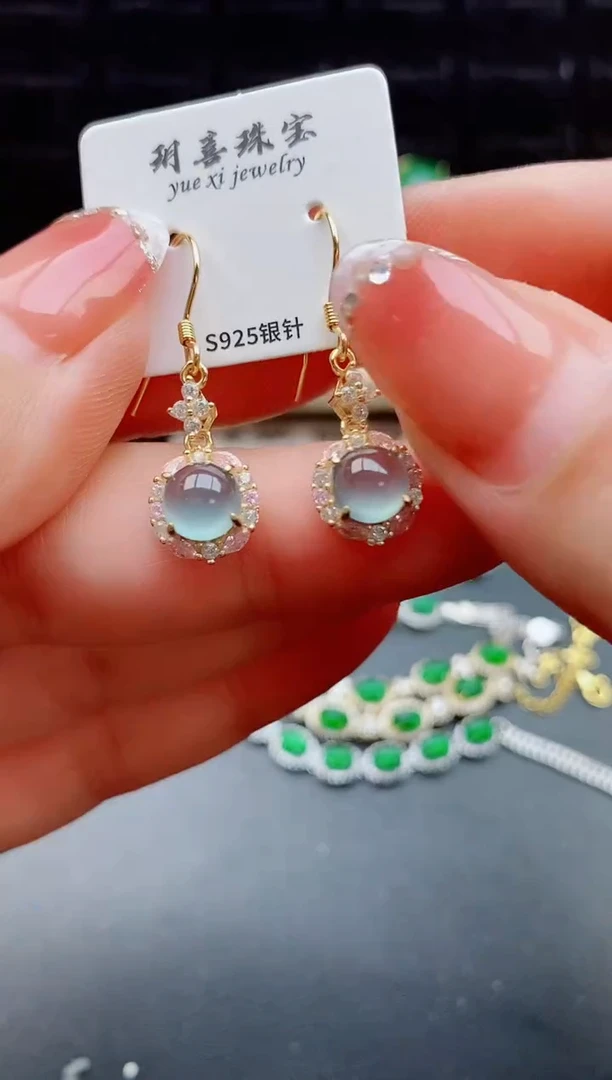 【闪购商品】翡翠耳饰银S925镶嵌12121212