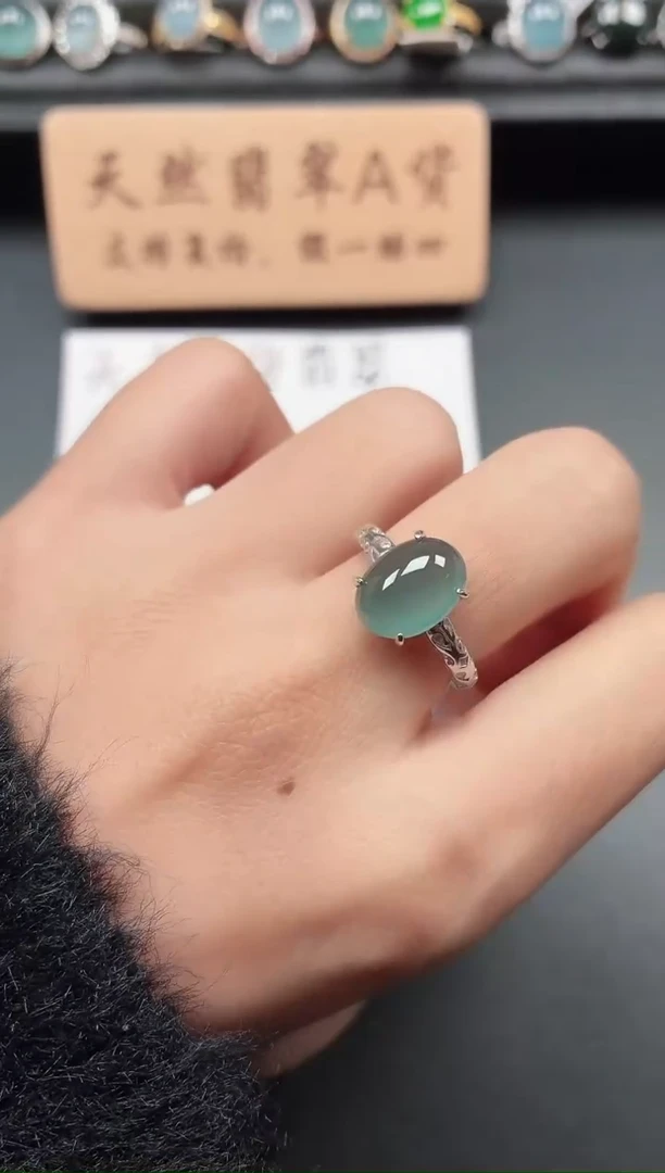 银S925镶嵌戒指翡翠1