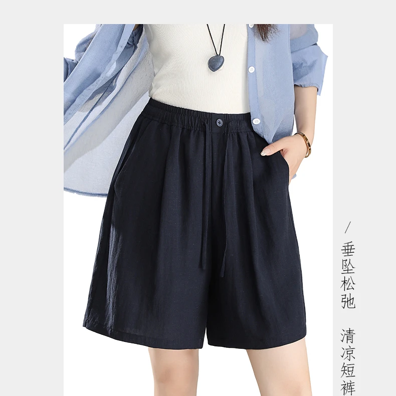 天丝抗皱亚麻夏季减龄设计夏天凉爽不闷热A字版短裤裤子薄款Y76