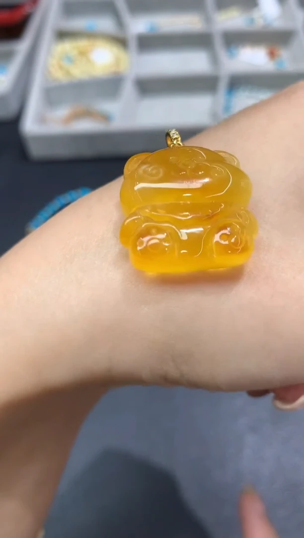 裸石蜜蜡银S925镶嵌吊坠A98|380