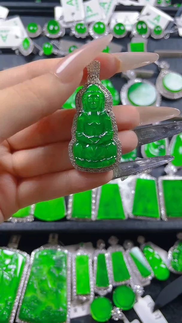 翡翠银S925镶嵌颈饰11