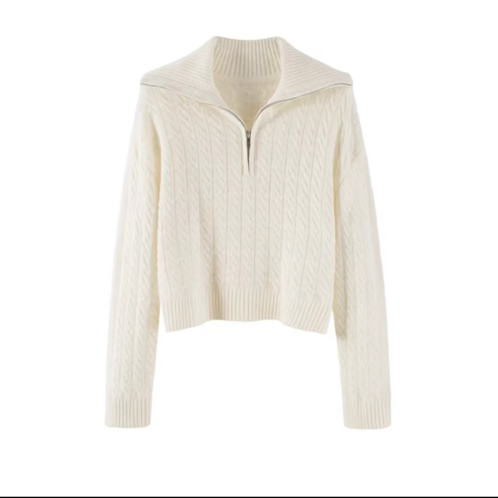 半拉链套头针织衫2024秋冬新款气质休闲慵懒风毛衫上衣