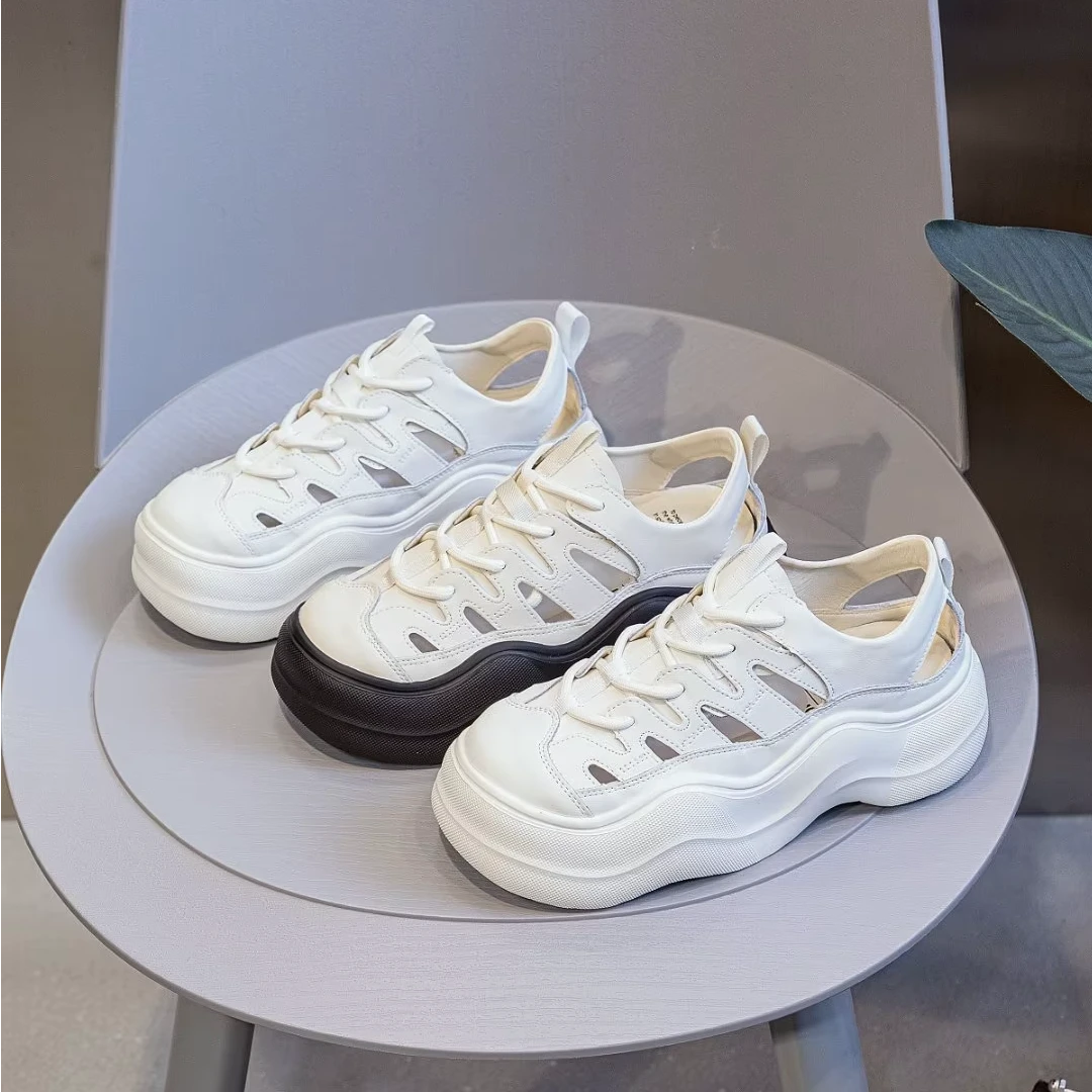 2025新款春夏包头凉鞋女休闲百搭镂空罗马沙滩鞋女3310