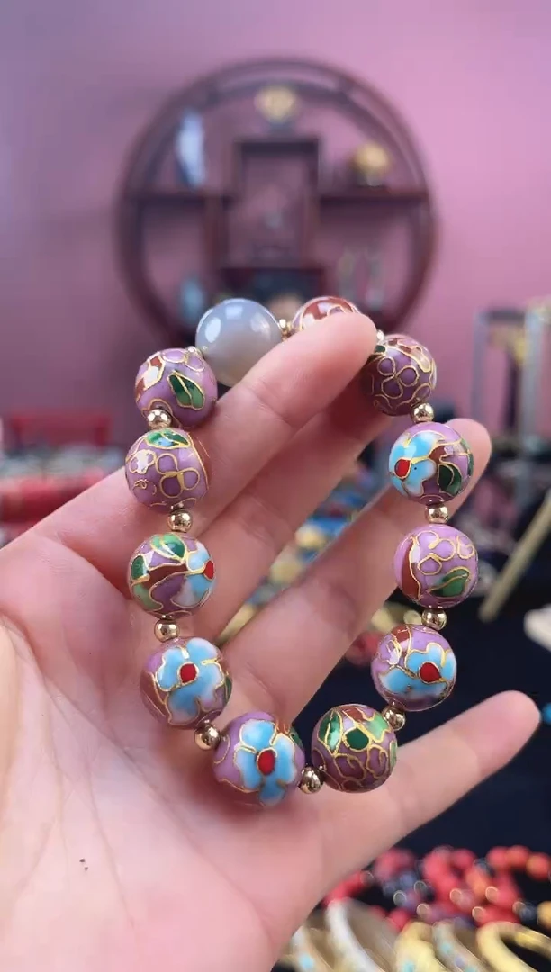 非遗 景泰蓝手串 1.4藕粉