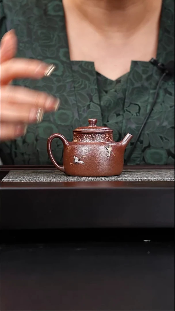 茶壶紫砂红皮龙柴烧言心140cc