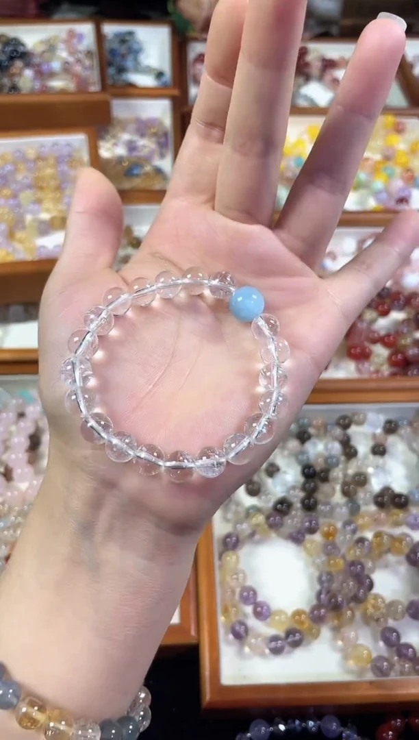 未镶嵌手串水晶天然暴风雪白阿赛白水晶海蓝宝手串