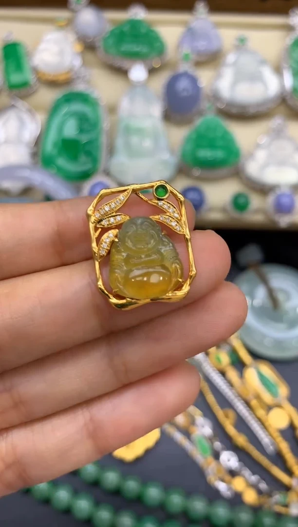 翡翠18K金镶嵌颈饰171-中国好珍宝