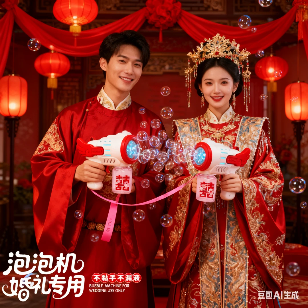 婚礼专用泡泡机网红领证拍照结婚氛围舞台搭配道具订婚泡泡枪接亲