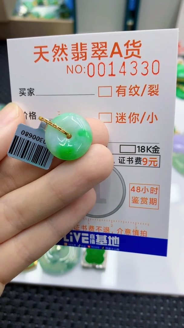 翡翠18K金镶嵌颈饰             1