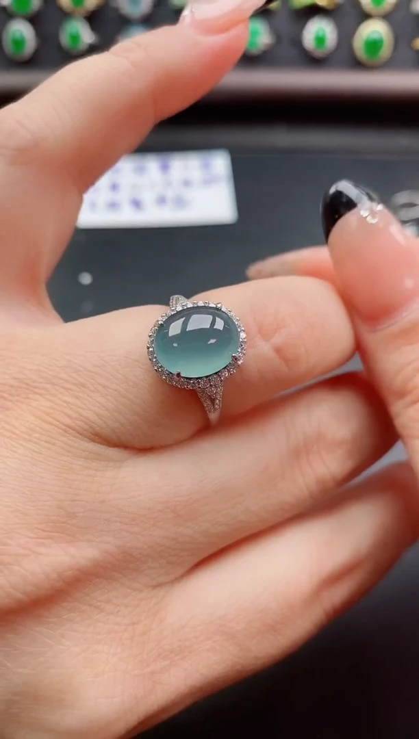 银S925镶嵌戒指翡翠1