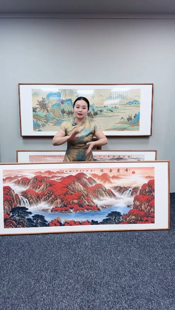 国画鸿运当头210*80带框手写手绘