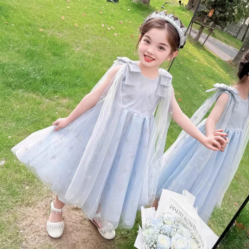 3-9岁女童艾莎夏装新款爱沙儿童5女孩冰雪奇缘生日礼服蓬蓬纱裙子