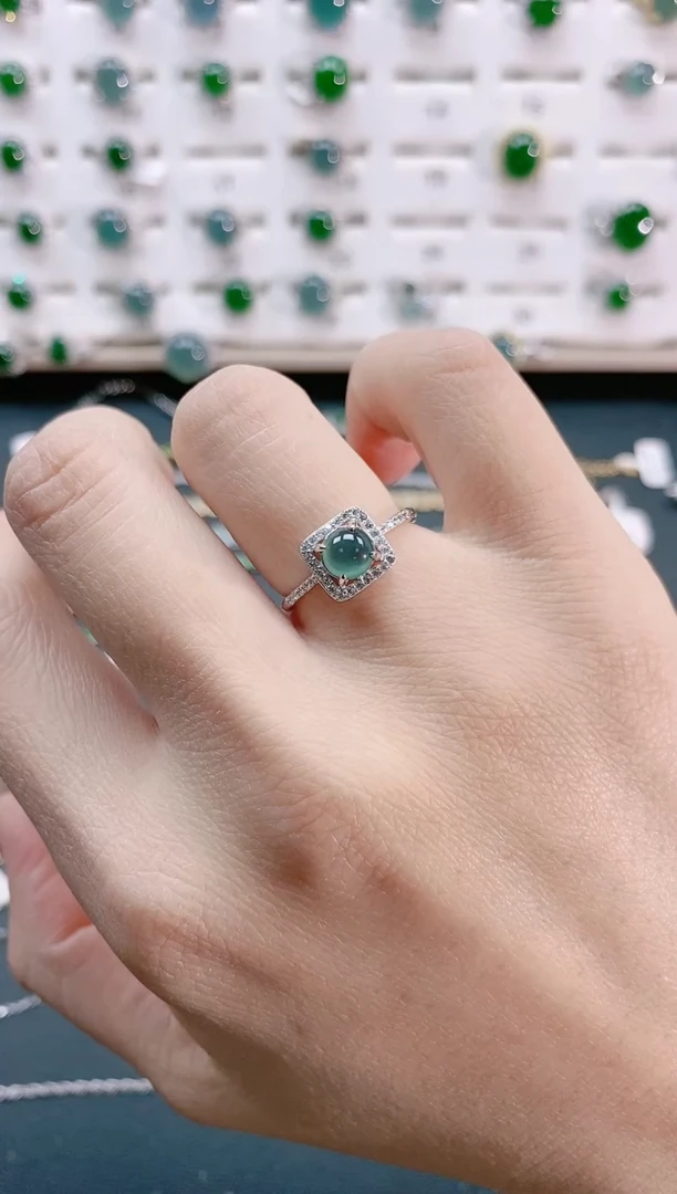 【闪购商品】翡翠戒指银S925镶嵌天然翡翠