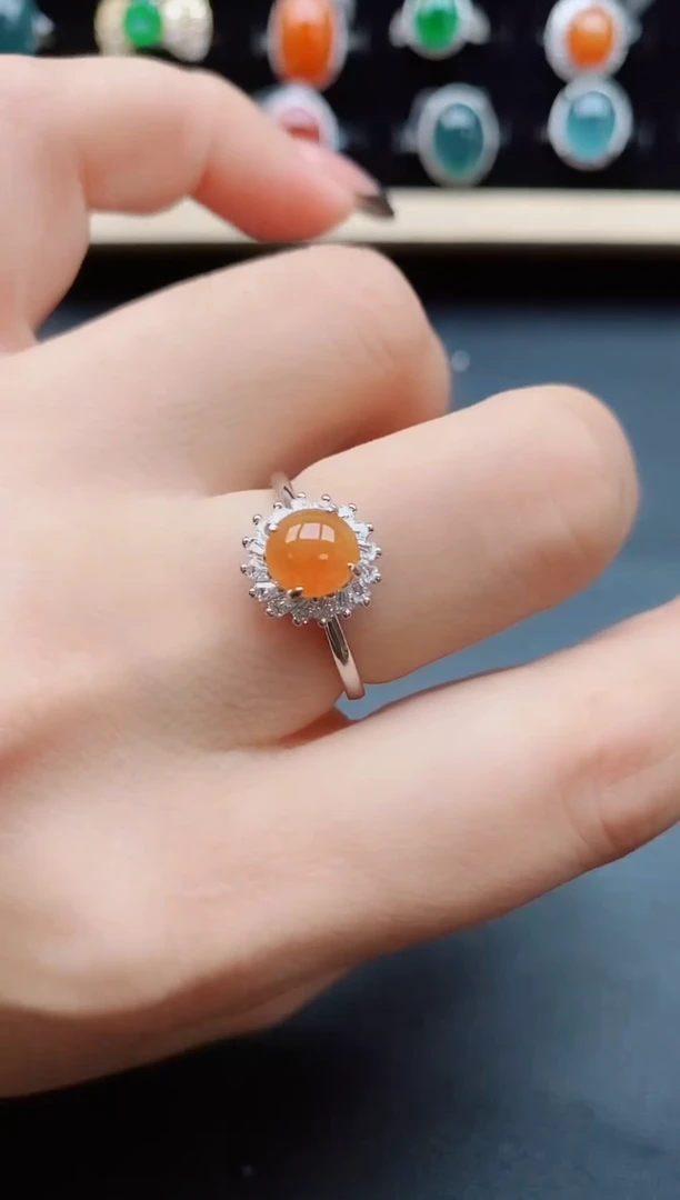 翡翠戒指银S925镶嵌508050