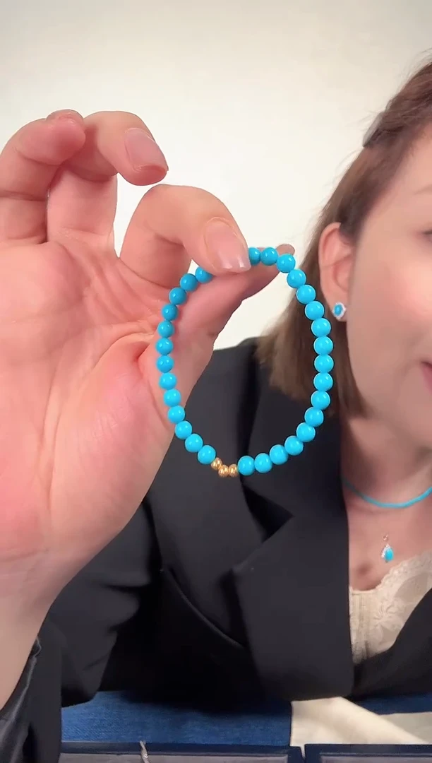 18K金镶嵌绿松石手链美松