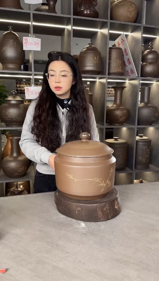 【闪购商品】罐本陶手作坭兴陶2-3斤装竹节罐手工痕迹