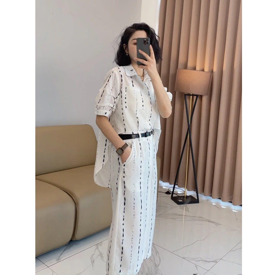 老钱风气质套装女2025夏季新款时尚上衣显瘦阔腿裤两件套10318