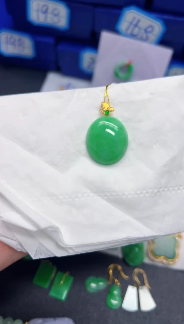 【闪购商品】翡翠颈饰18K金镶嵌Y缅料A货/支持复检/一件