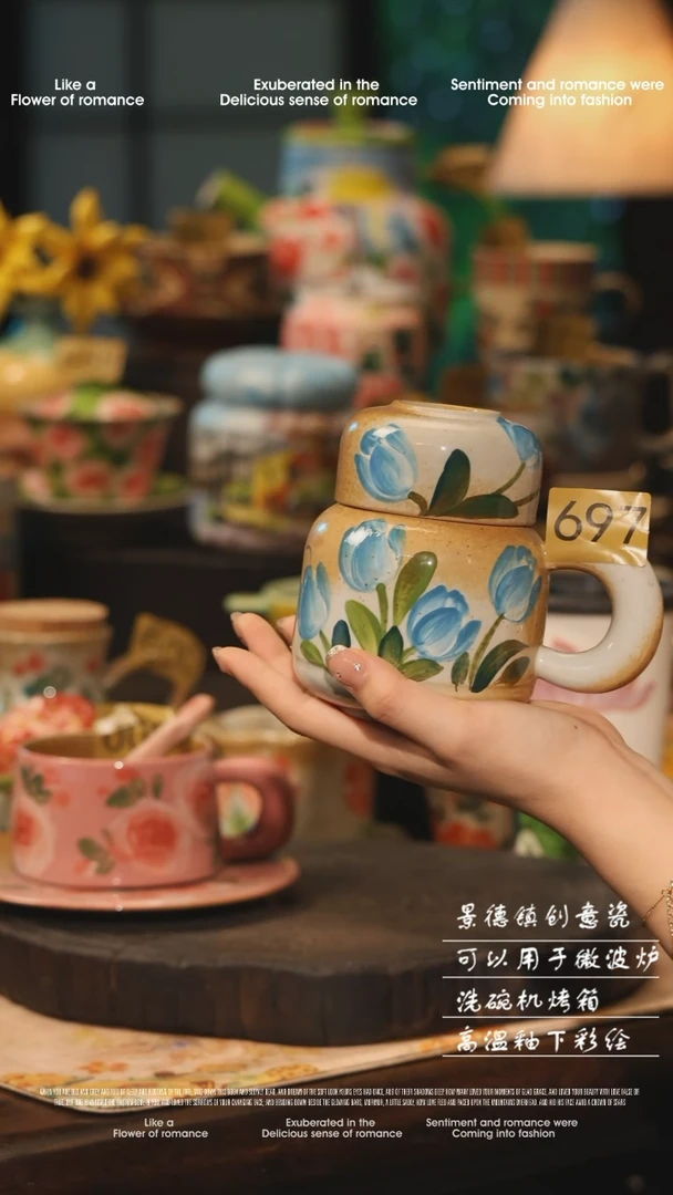 陶瓷697景德镇高温釉下彩绘设计师款式