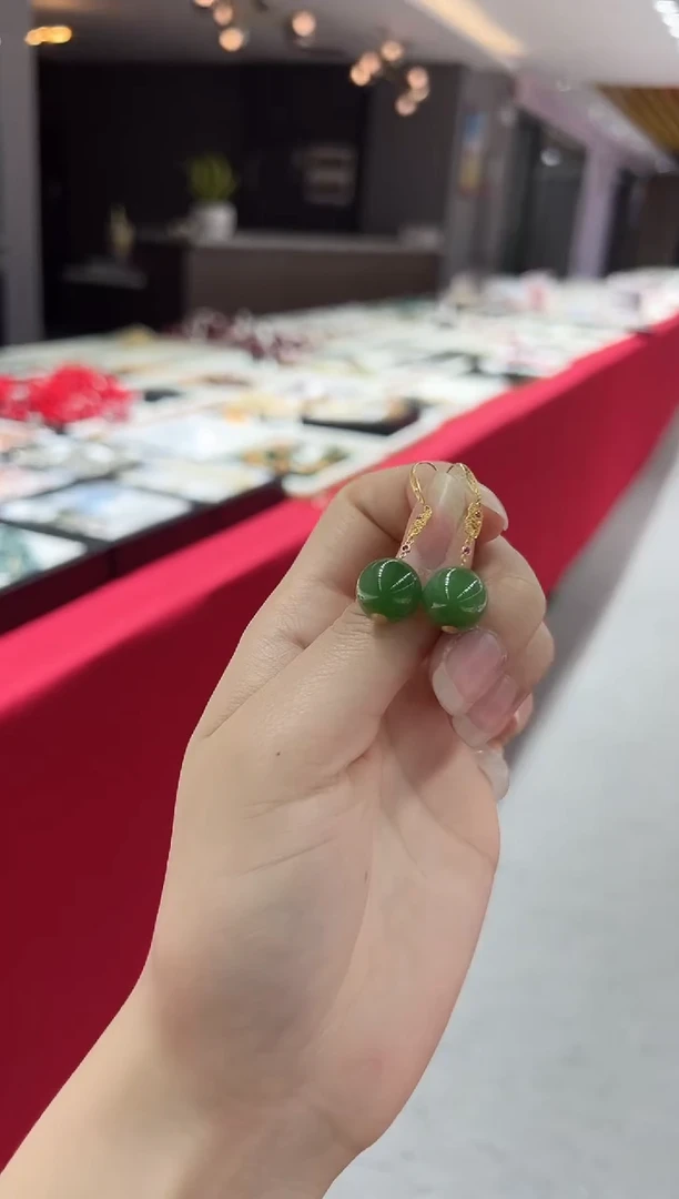 【闪购商品】和田玉耳饰18K金镶嵌GSG0658和田玉耳饰