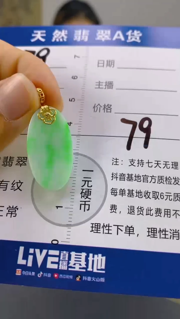 【闪购商品】翡翠颈饰18K金镶嵌天然A货翡翠