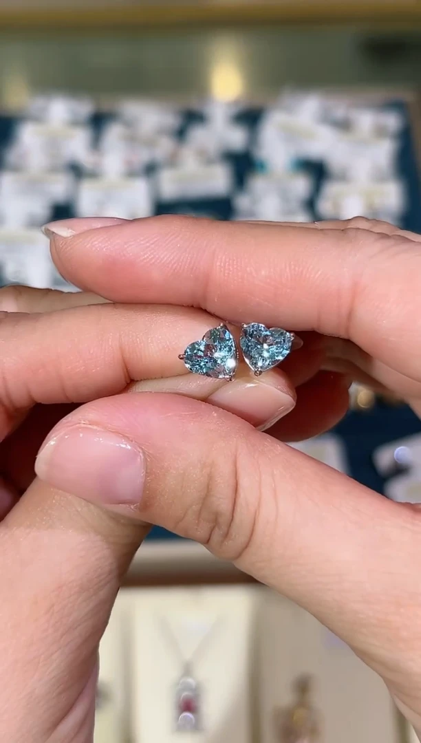 【闪购商品】海蓝宝石耳坠18K金镶嵌1.58ct圣玛利亚海蓝宝石